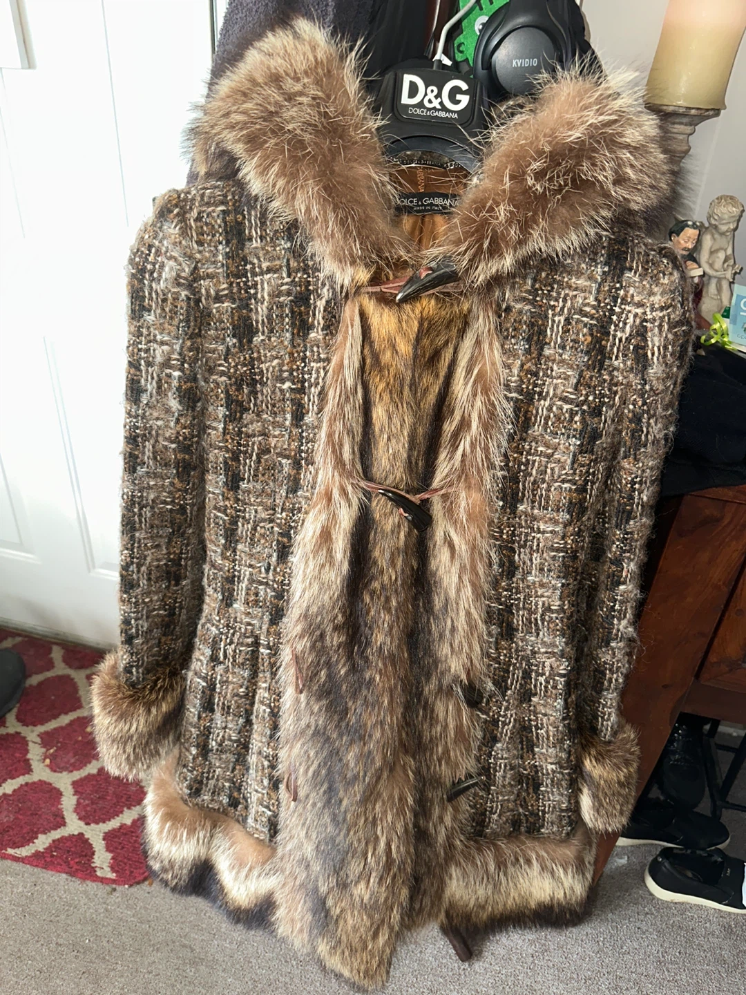 Dolce & Gabbana Fur Trimmed Coat Size 38