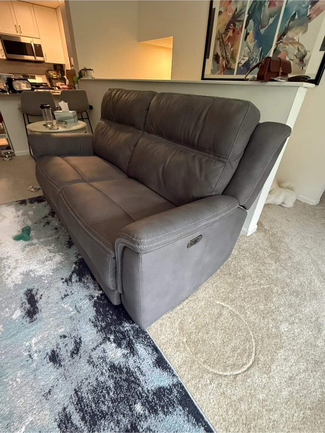 Gray Power Reclining Loveseat - photo 3