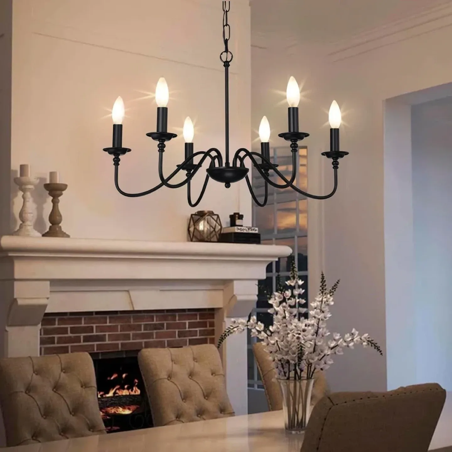 Cottage Life Farmhouse Black 6-Light Candle Chandelier BNIB image indicator(2)