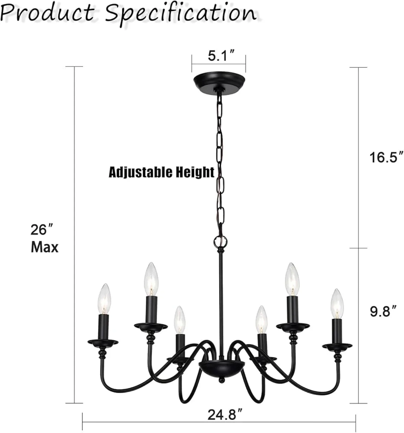 Cottage Life Farmhouse Black 6-Light Candle Chandelier BNIB image indicator(3)