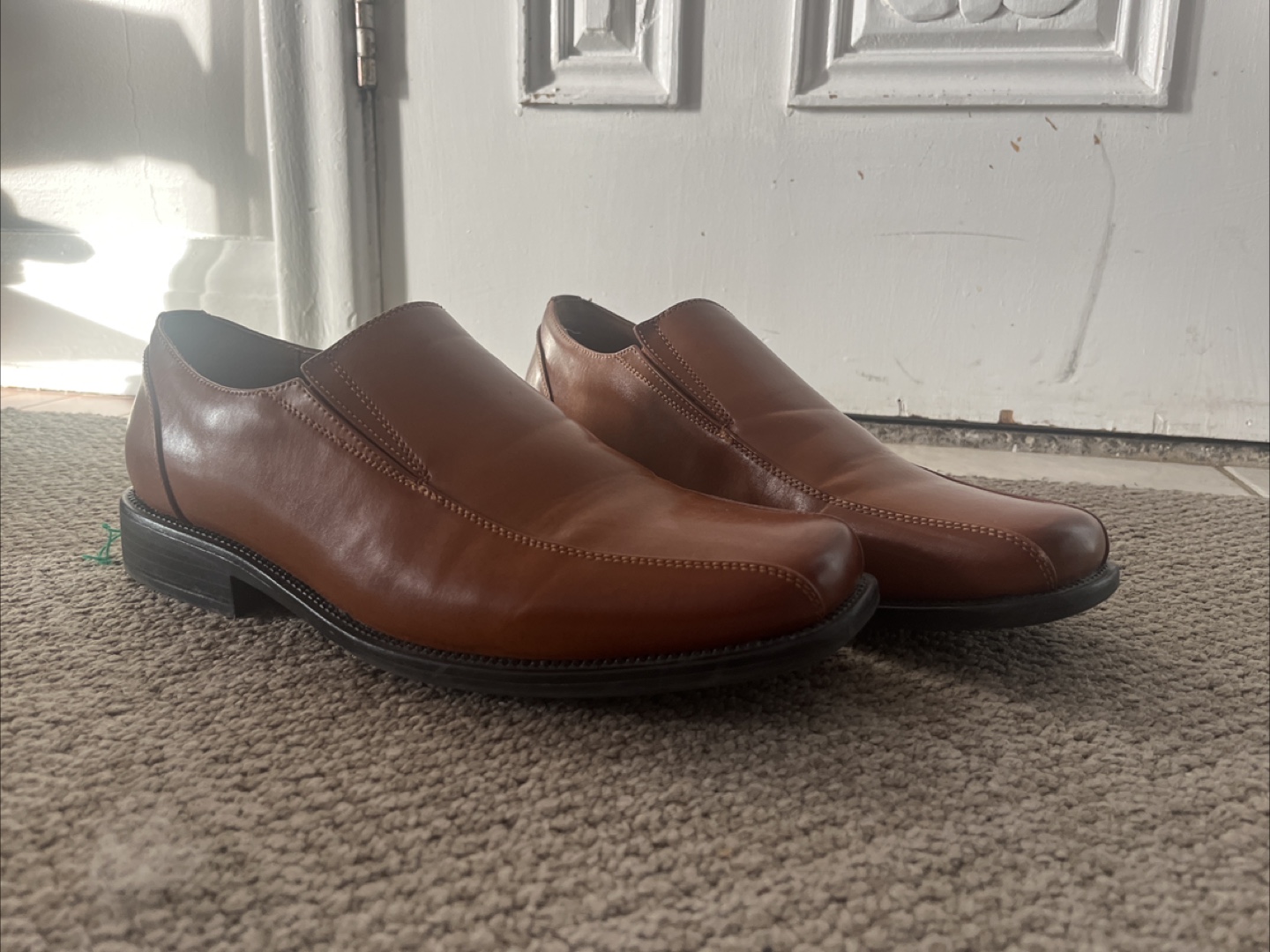 Brown Leather Slip-On Dress Shoes