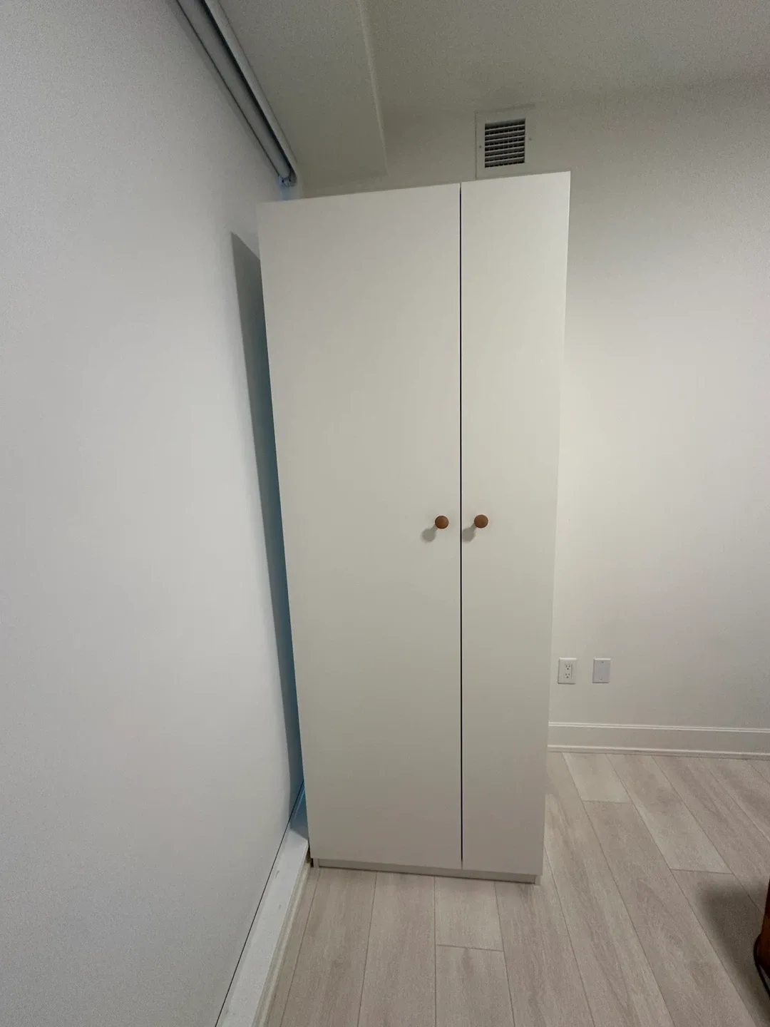 White Wardrobe with Wooden Handles thumbnail