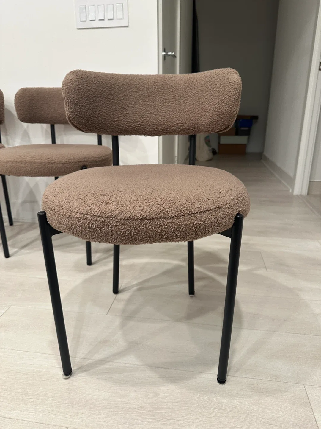 Brown Boucle Dining Chairs image indicator(3)