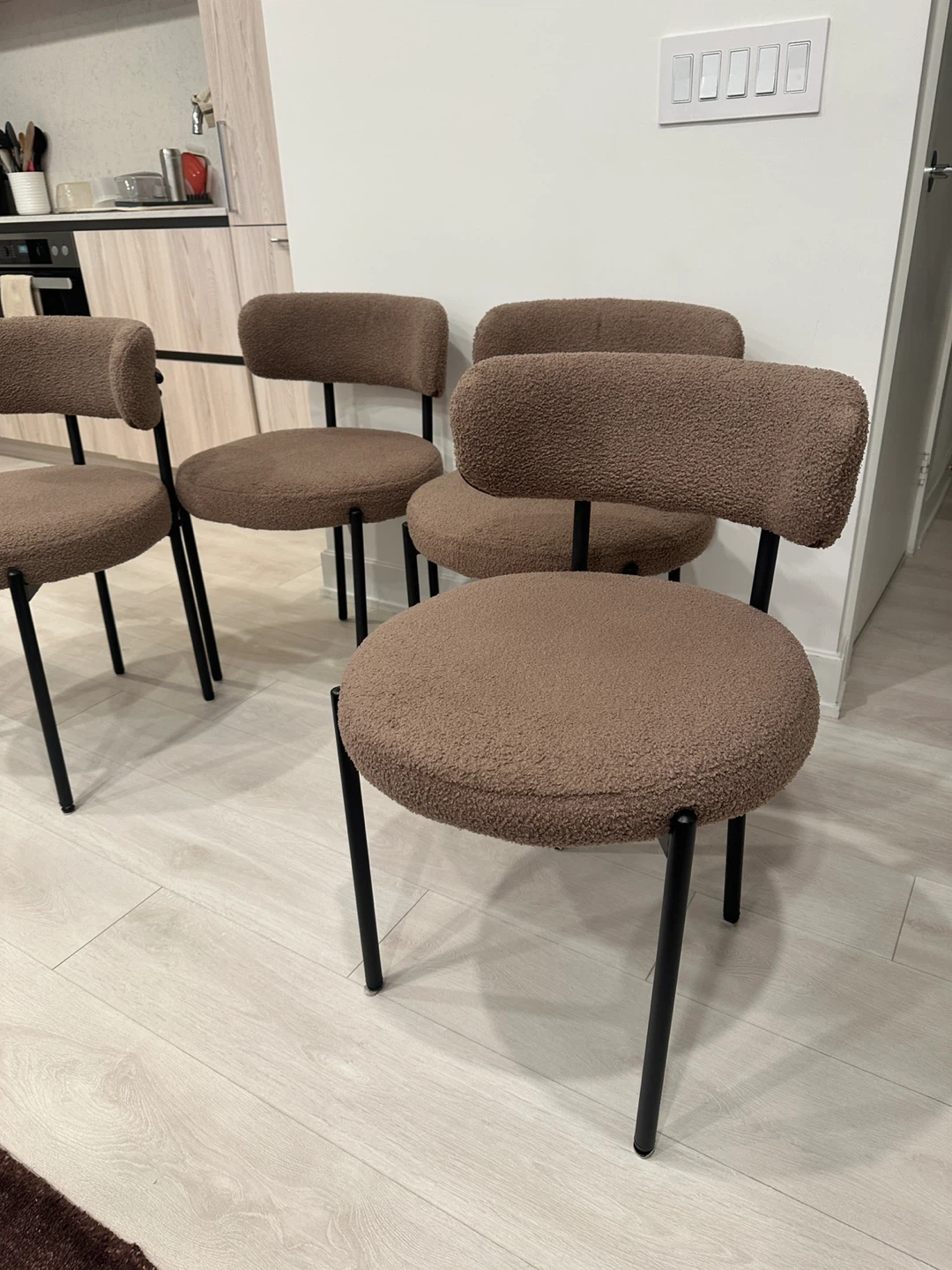 Brown Boucle Dining Chairs - photo 2