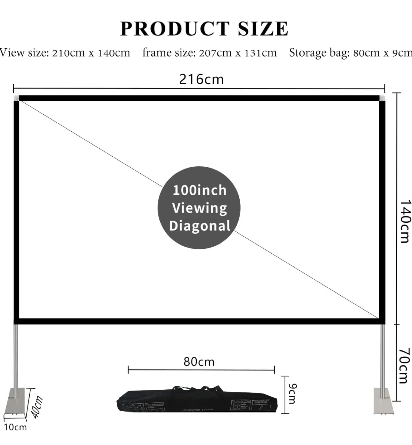 Hoin Projector Screen with Stand - 100 inch - new image indicator(4)