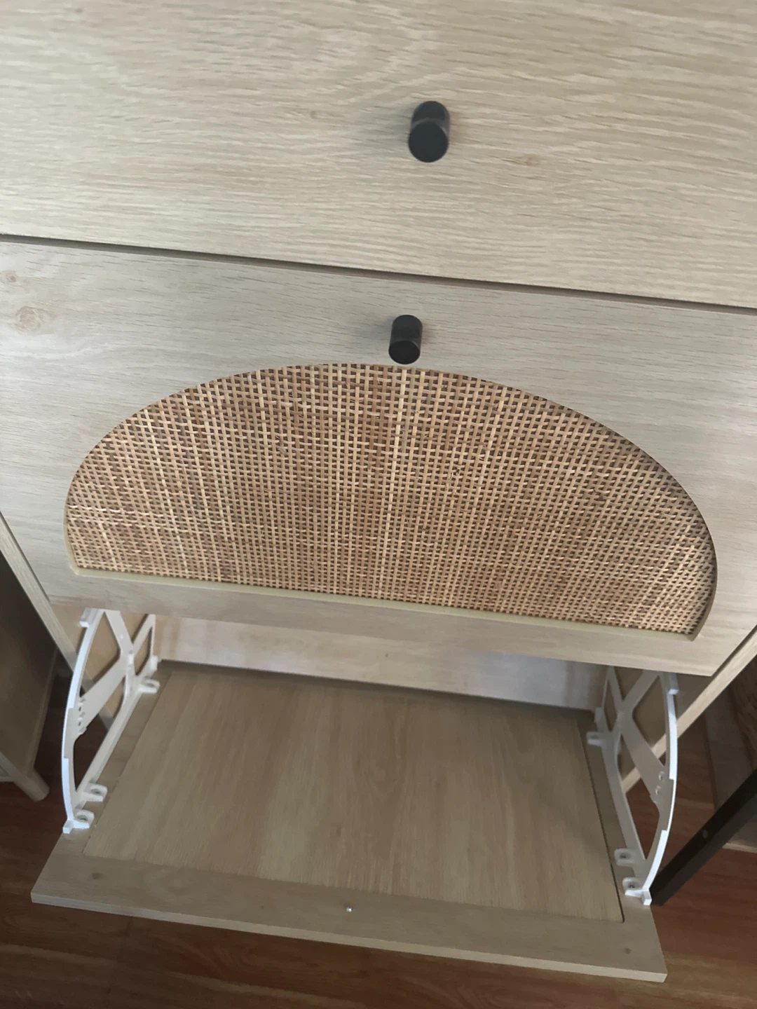 Wood Shoe Drawers with Rattan Detail - photo 2