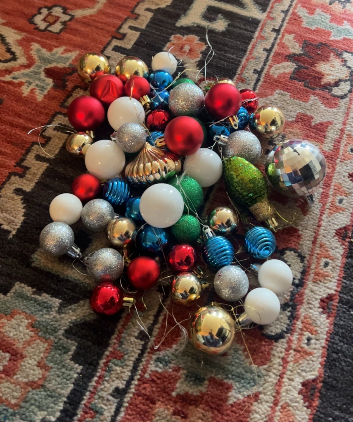 Christmas Ornaments - Red, Gold, Blue, Silver, White