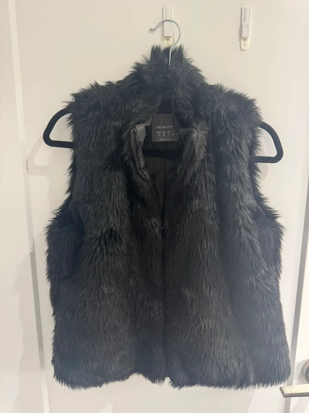 Primark Black Faux Fur Vest - Size 6