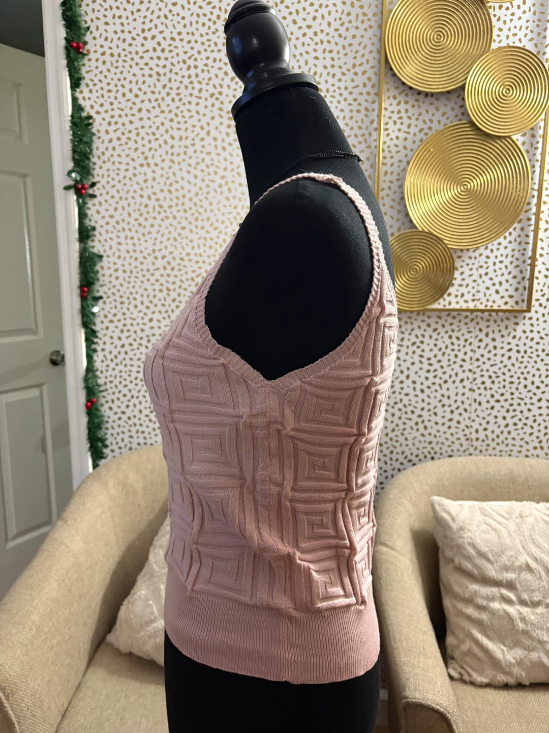 Shein Pink Knit Tank Top - Size L - photo 3