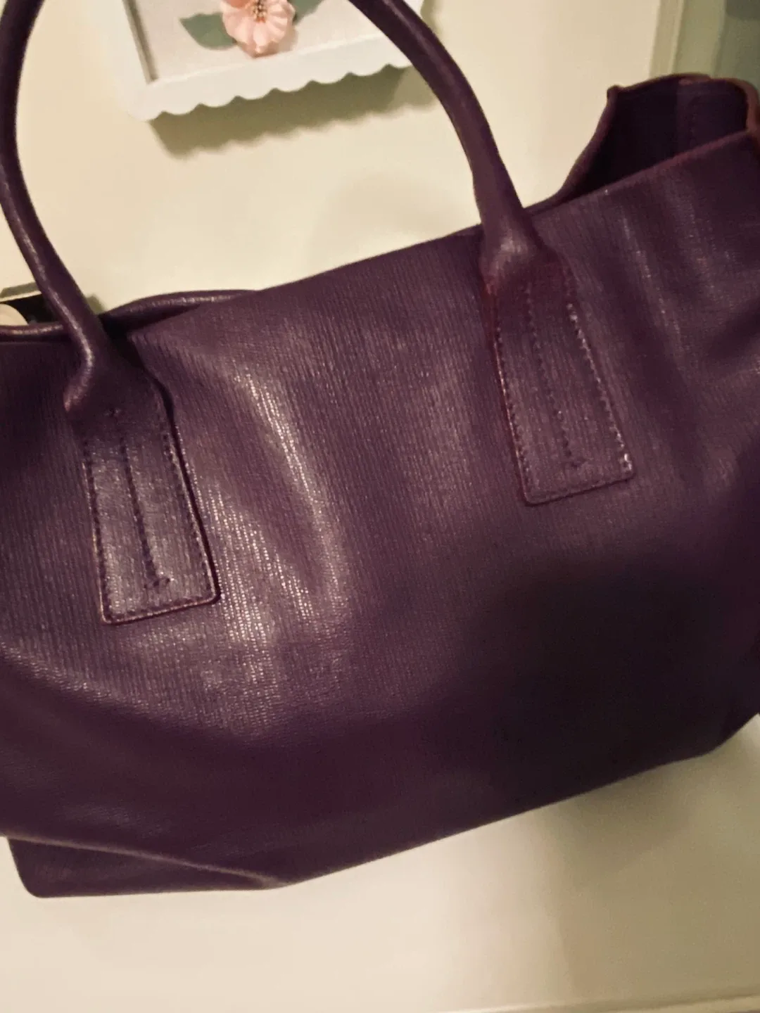 Furla Purple Leather Tote Bag image indicator(2)