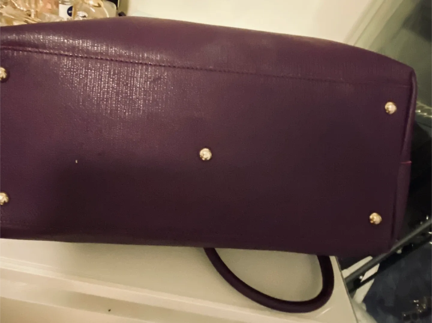 Furla Purple Leather Tote Bag image indicator(6)
