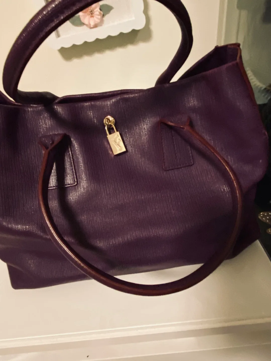 Furla Purple Leather Tote Bag