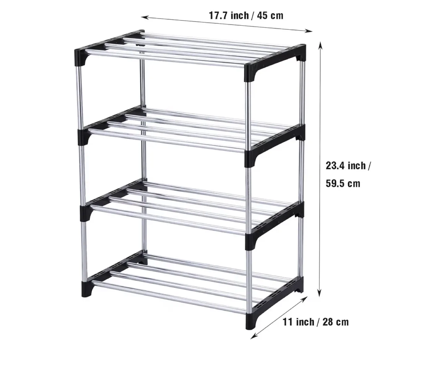 4-Tier Shoe Rack - 17.7 x 11 x 23.4 inches