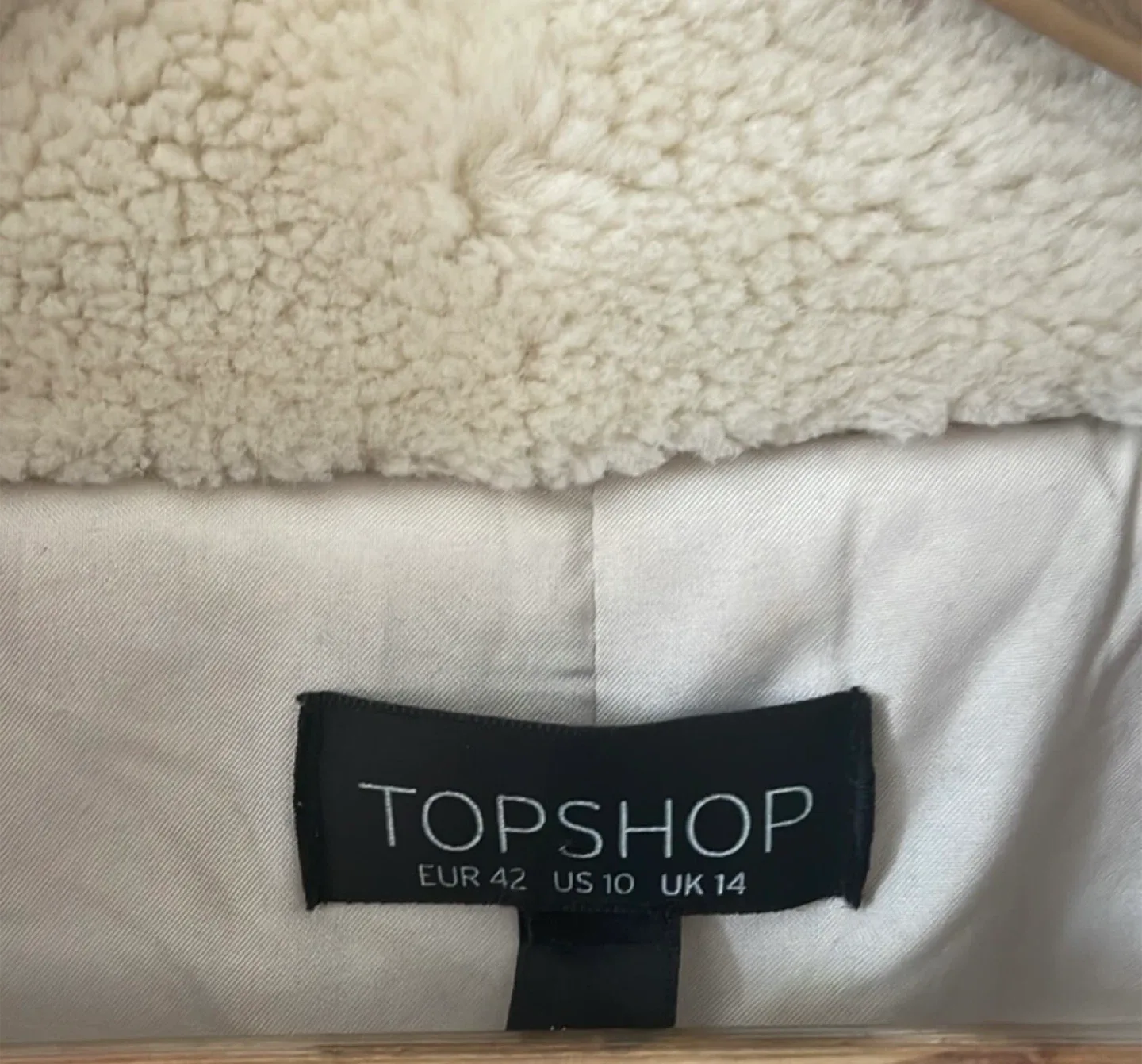 Topshop Cream Teddy Coat - US 10 image indicator(3)