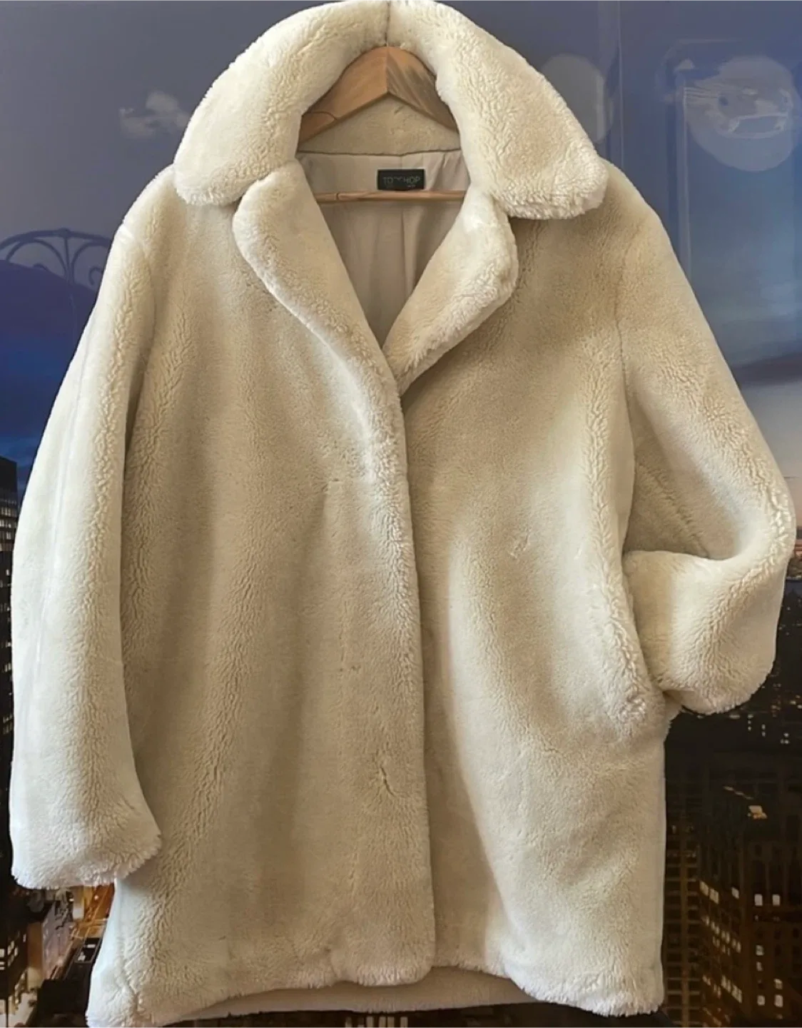 Topshop Cream Teddy Coat - US 10