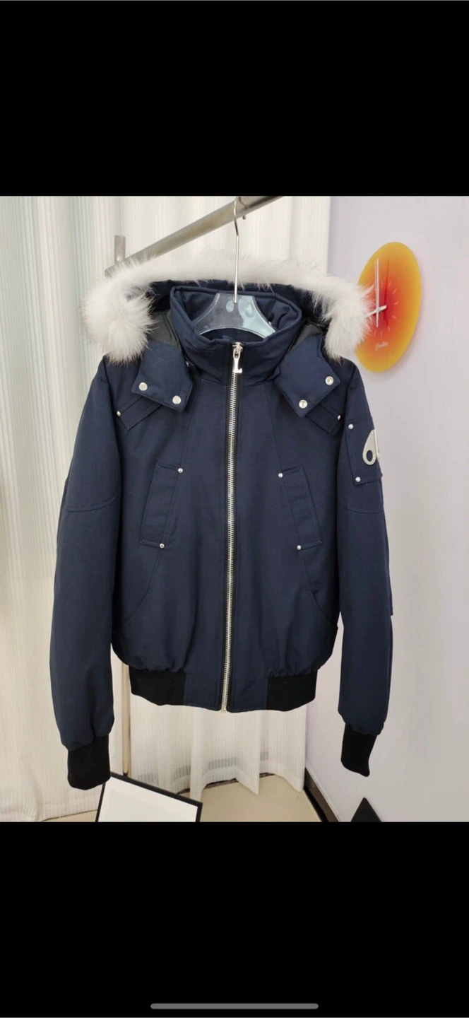 Moose Knuckles Bomber Jacket with Fur Hood