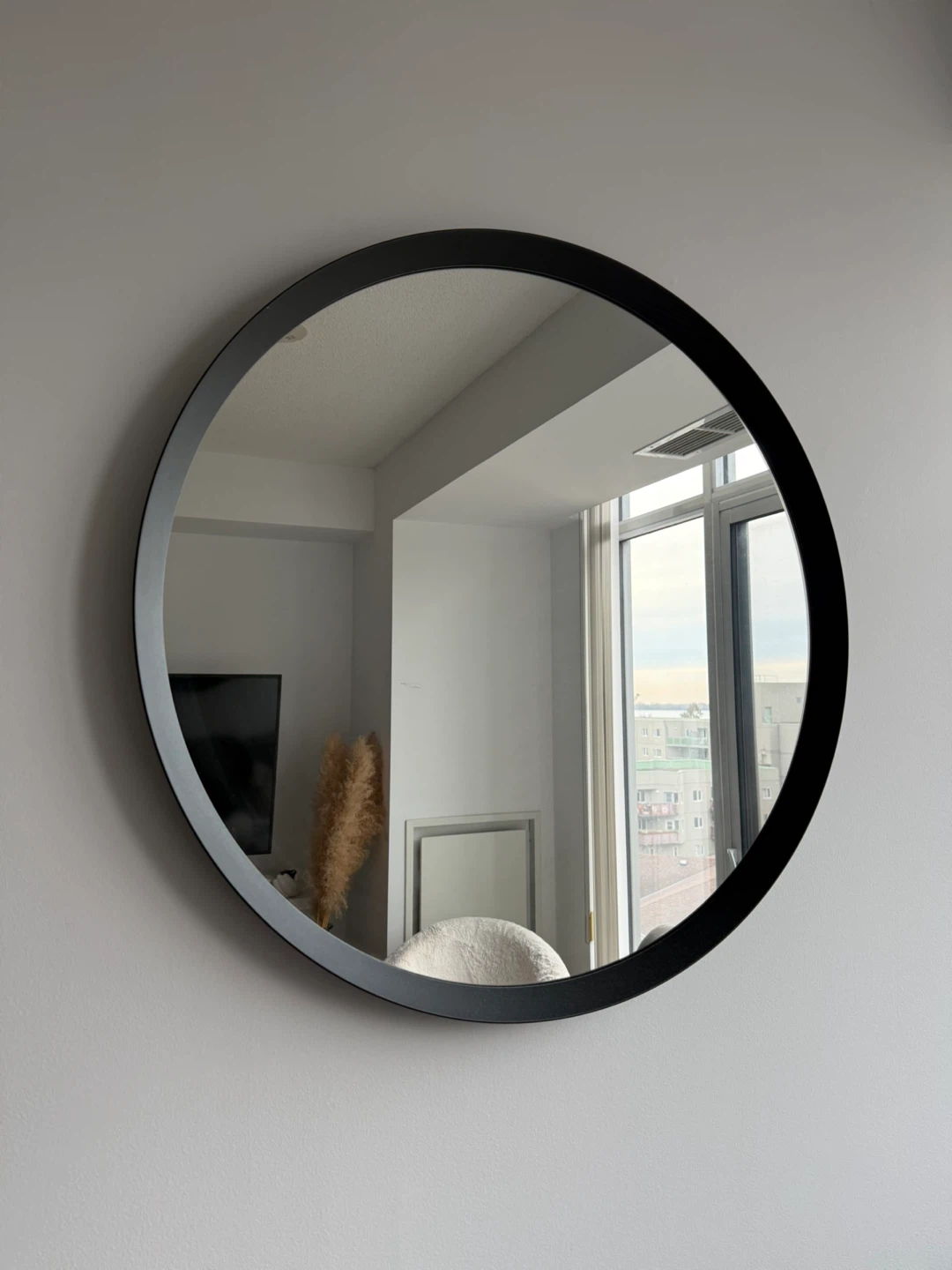 Round Black Framed Mirror