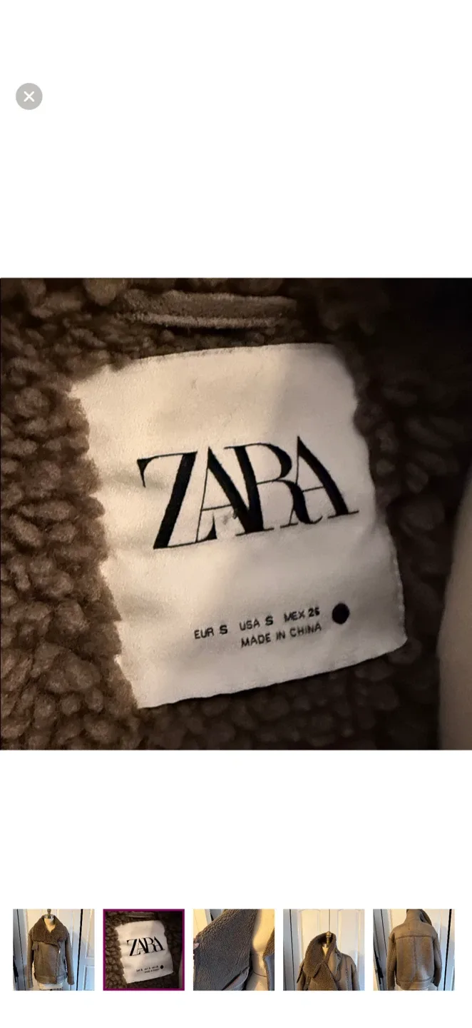 Zara Faux Shearling Aviator Jacket - Size S image indicator(3)