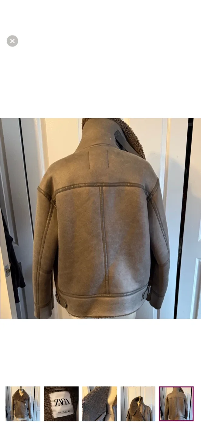 Zara Faux Shearling Aviator Jacket - Size S image indicator(2)
