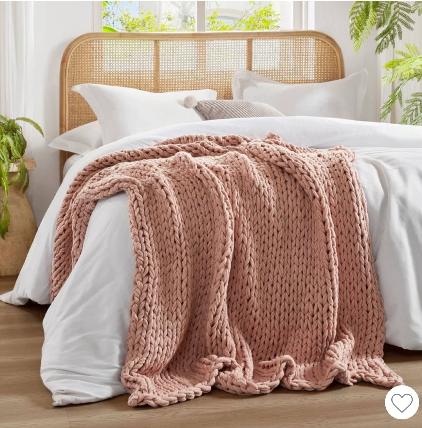 Blush Pink Chunky Knit Throw Blanket - photo 3