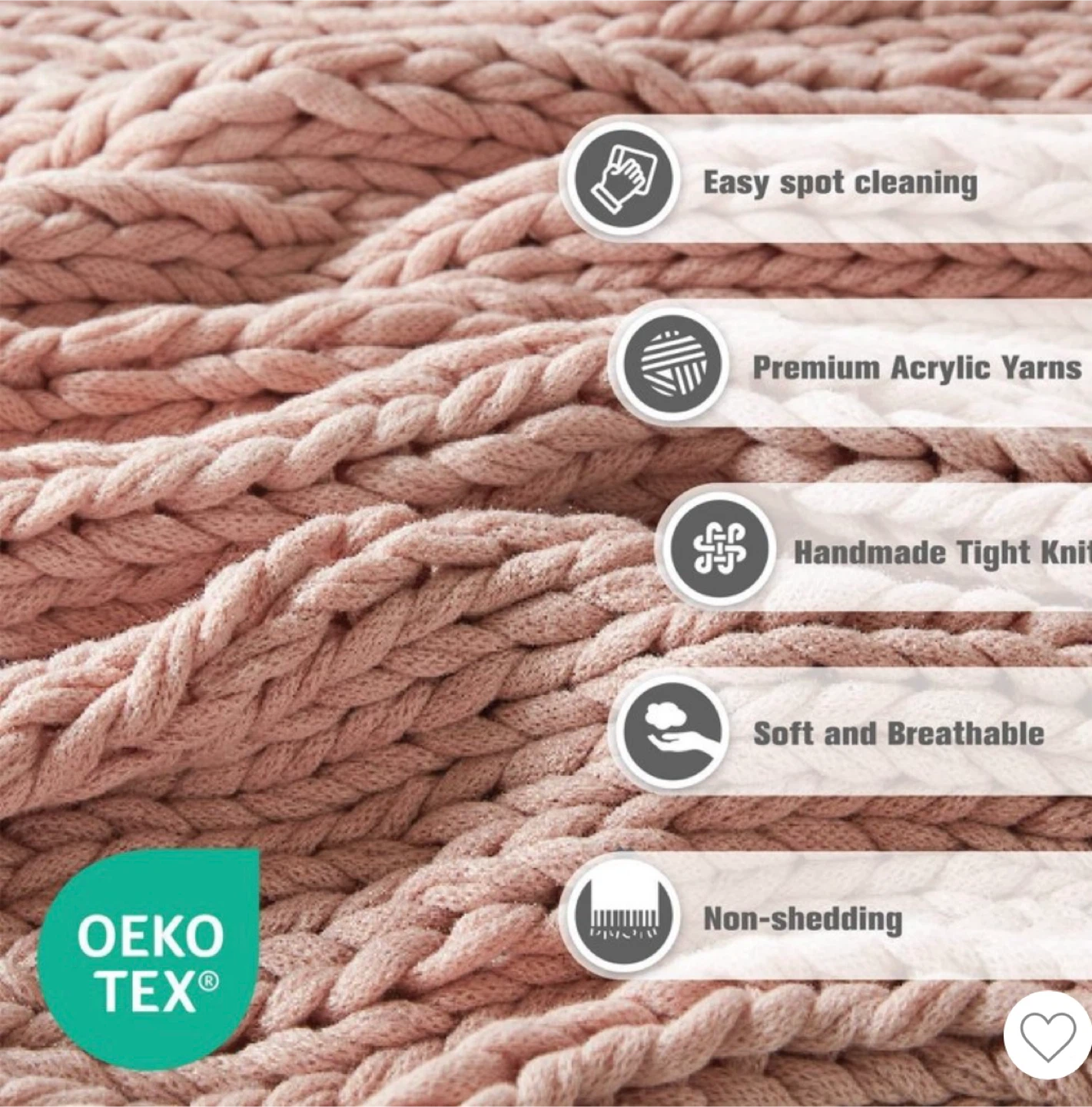 Blush Pink Chunky Knit Throw Blanket - photo 4