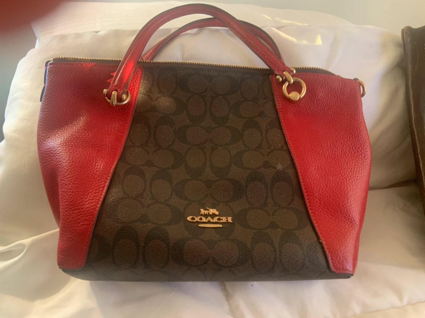 Coach Kelsey Satchel, Red/Brown