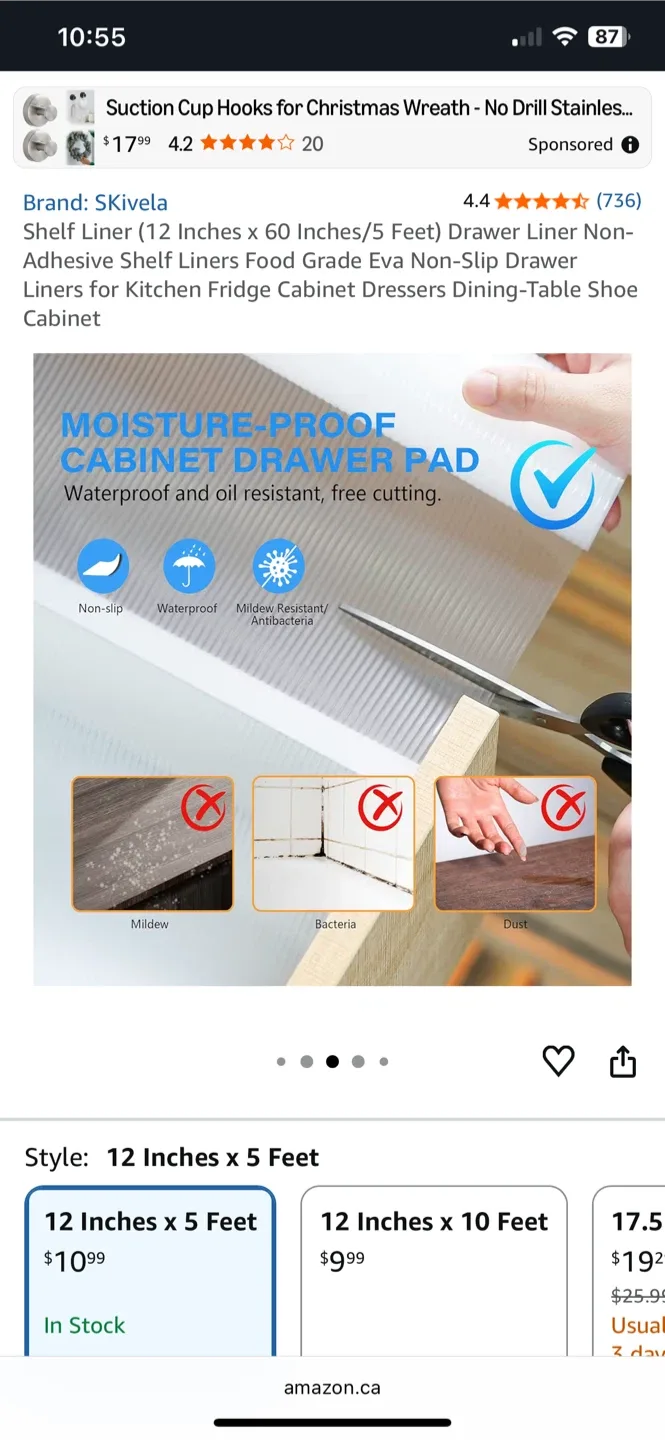 Washable, Non-Slip, Oil-Proof, Waterproof Clear Shelf Liner image indicator(4)