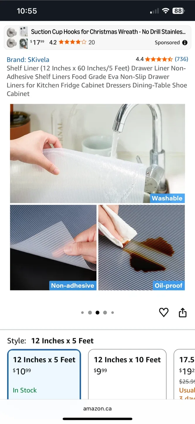 Washable, Non-Slip, Oil-Proof, Waterproof Clear Shelf Liner image indicator(2)