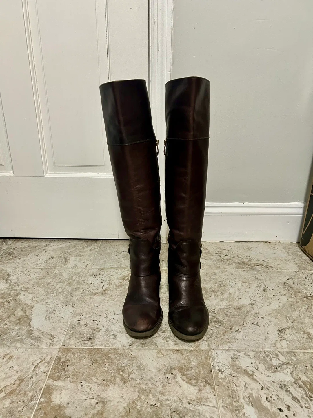 Vince Camuto Brown Leather Riding Boots image indicator(2)