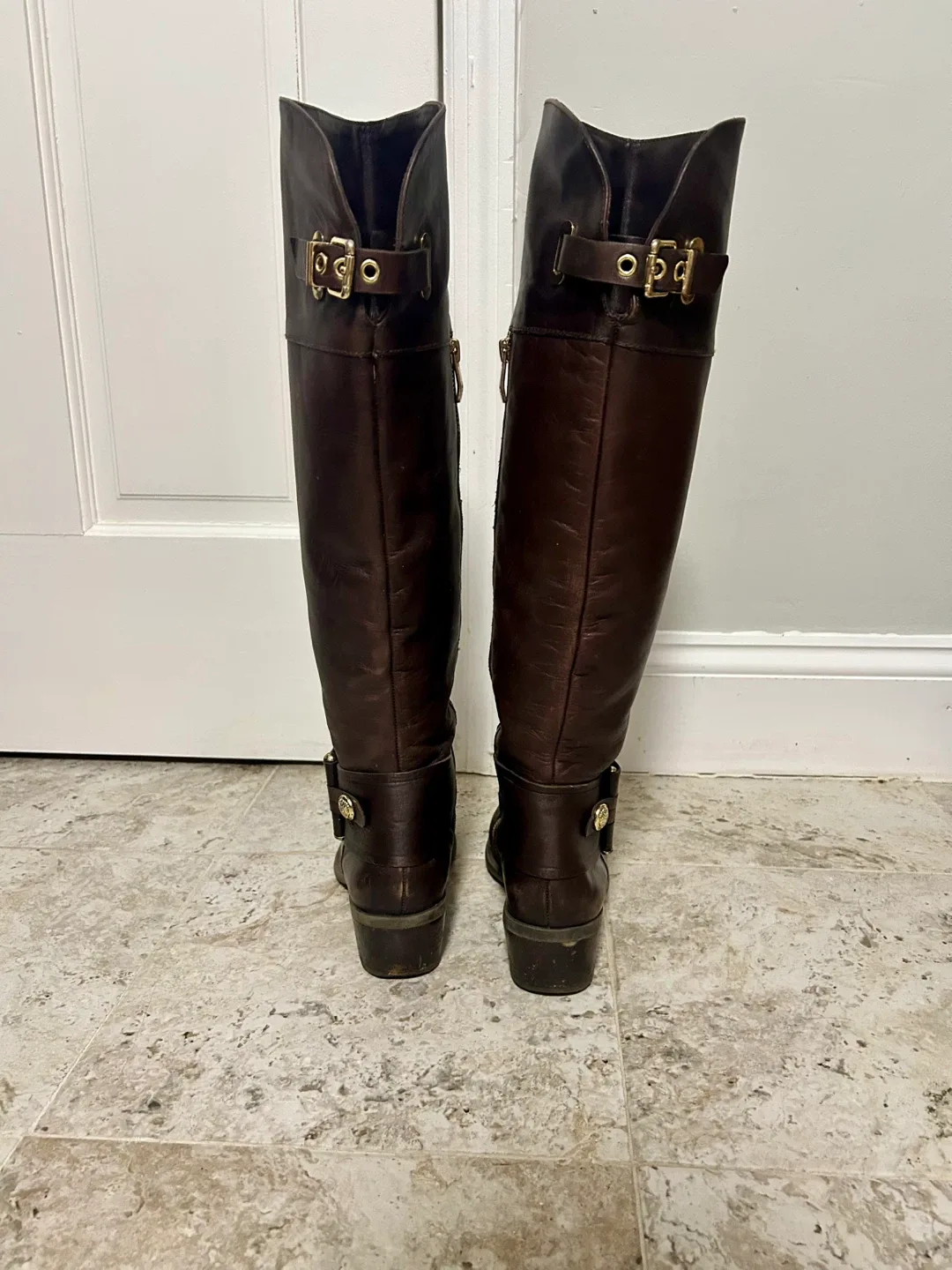 Vince Camuto Brown Leather Riding Boots image indicator(3)