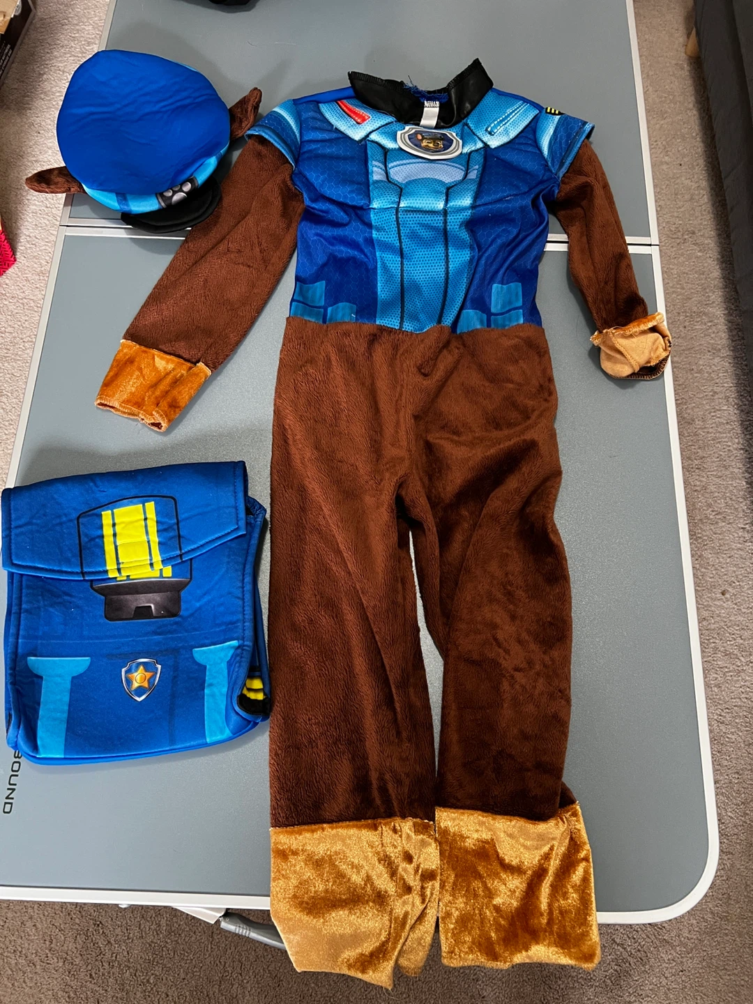 Paw Patrol Chase Costume, includes hat and backpack