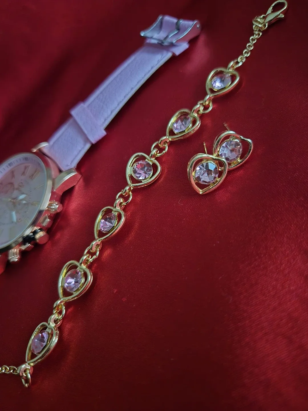 Pink Watch, Bracelet, and Earring Set image indicator(2)