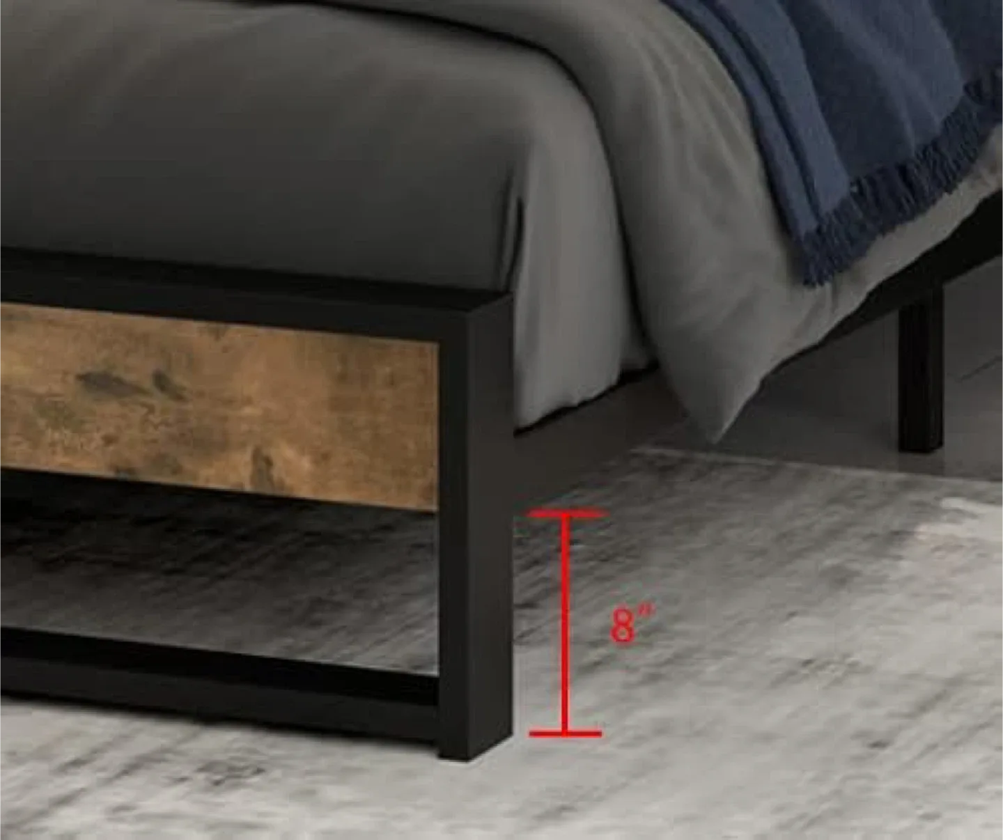 Metal Bed Frame with Wood Headboard image indicator(3)