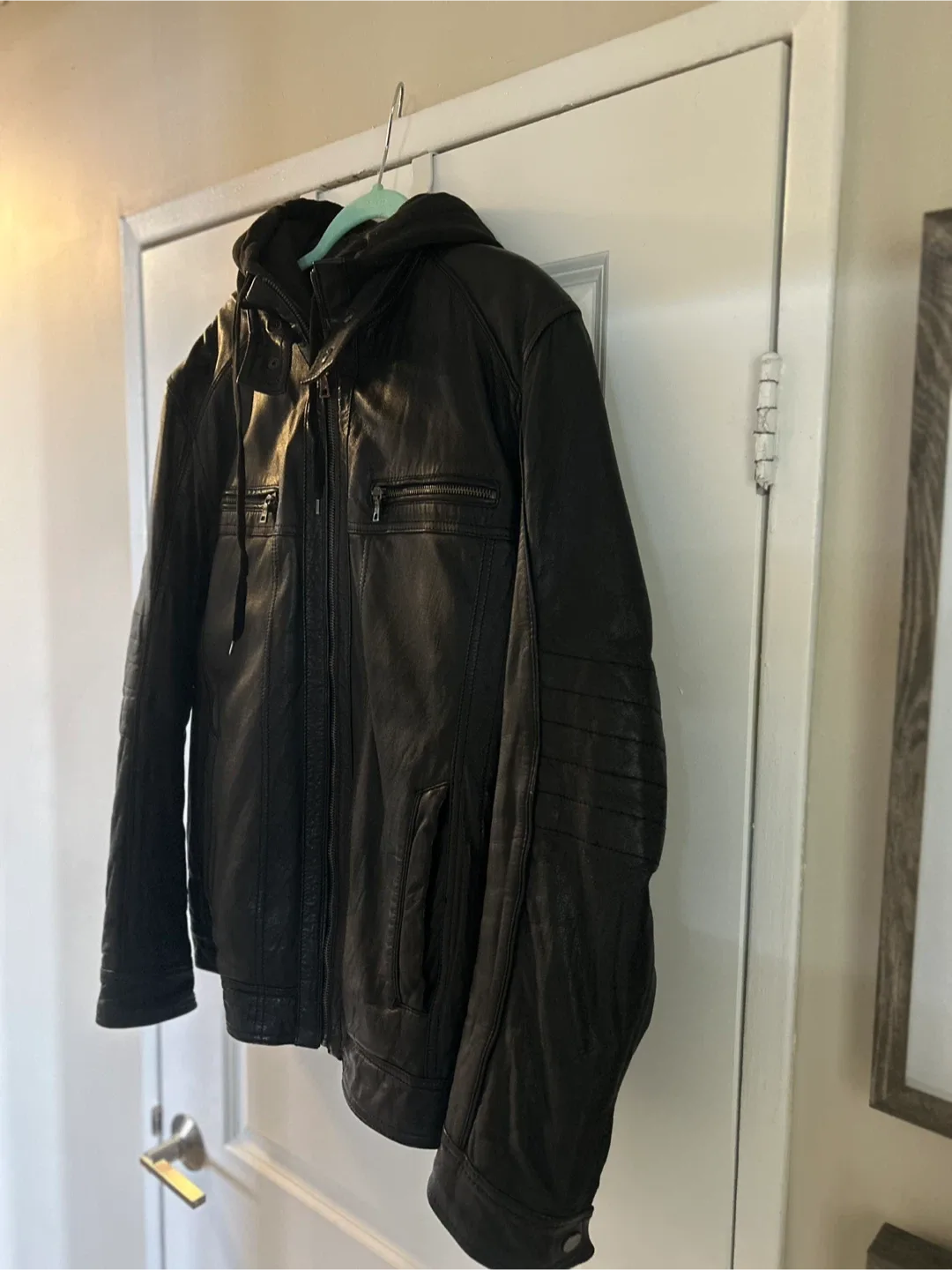 Daniel Leather Jacket with Hood - Black image indicator(3)