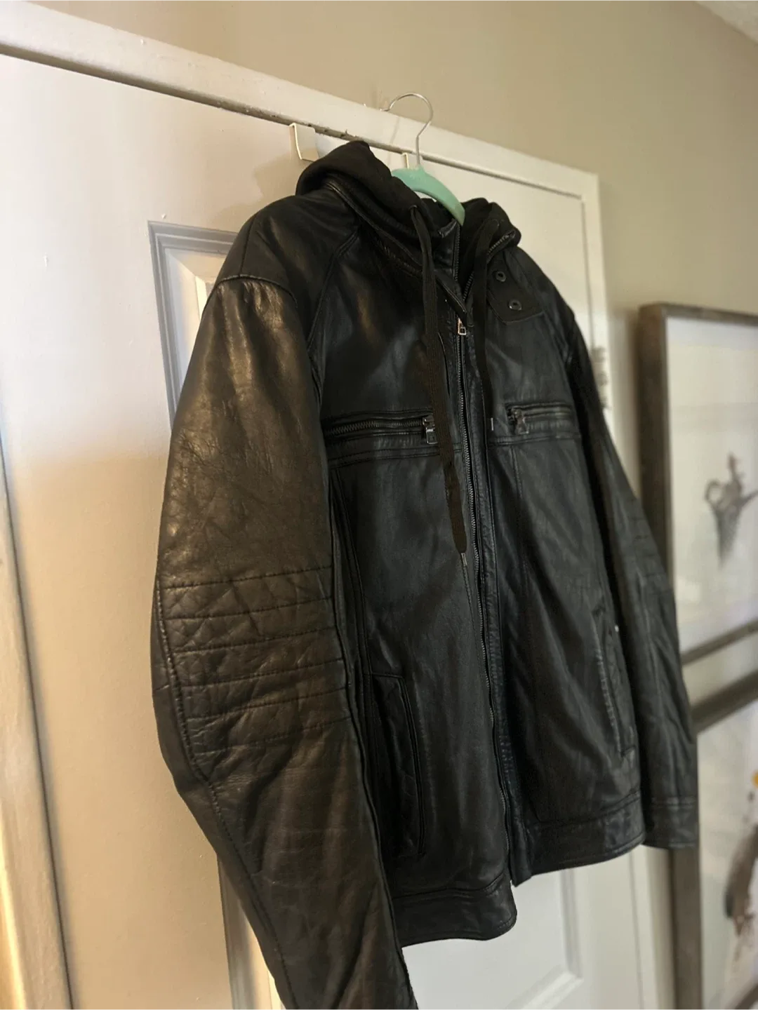 Daniel Leather Jacket with Hood - Black image indicator(4)