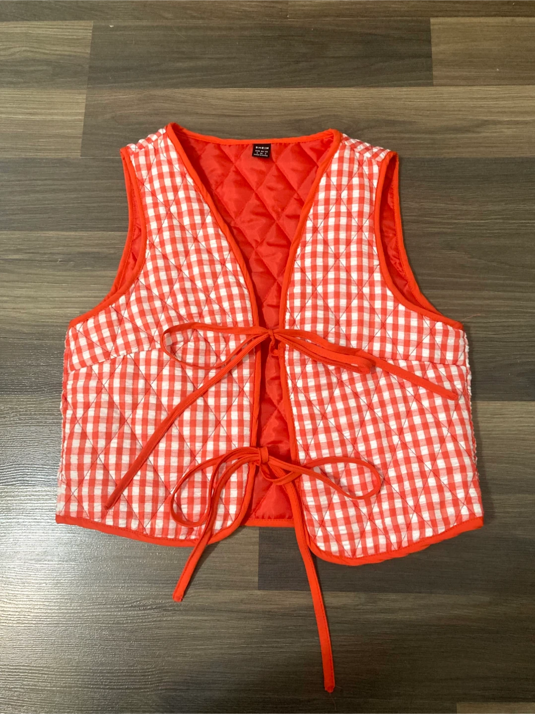 Gingham tie up vest