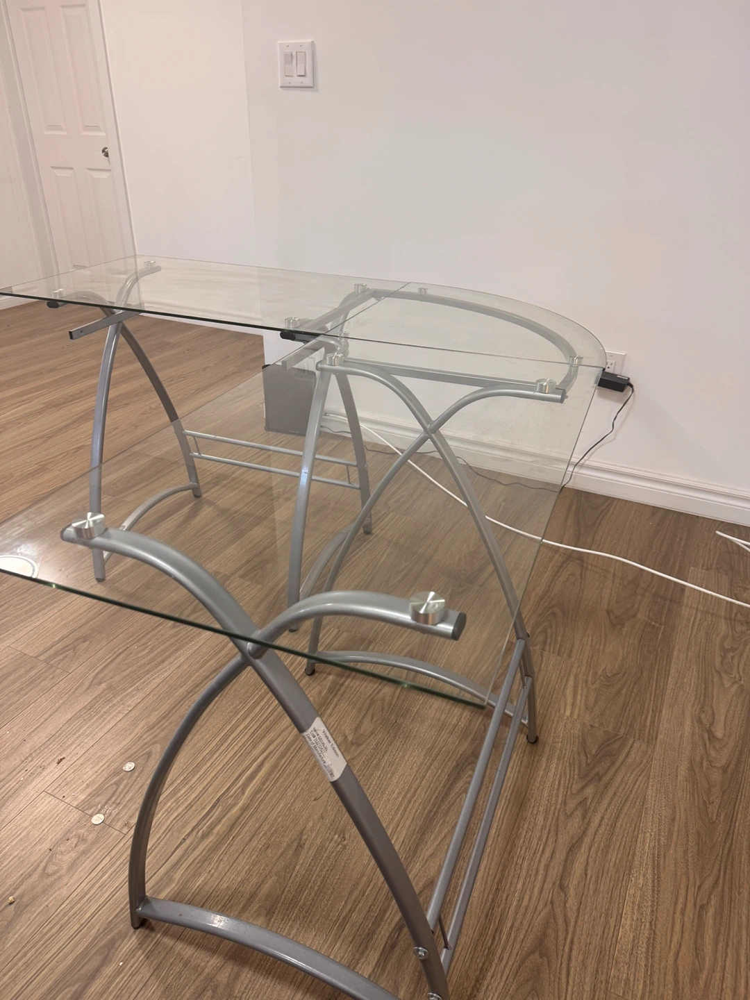 Glass Top Desk with Silver Frame - photo 5