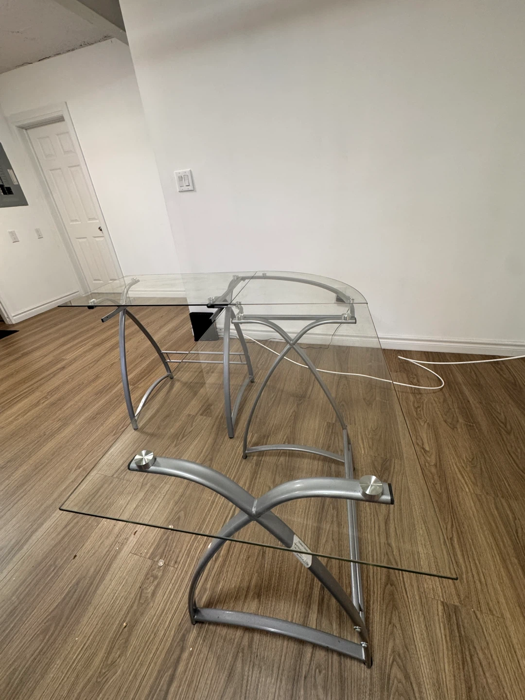 Glass Top Desk with Silver Frame - photo 2