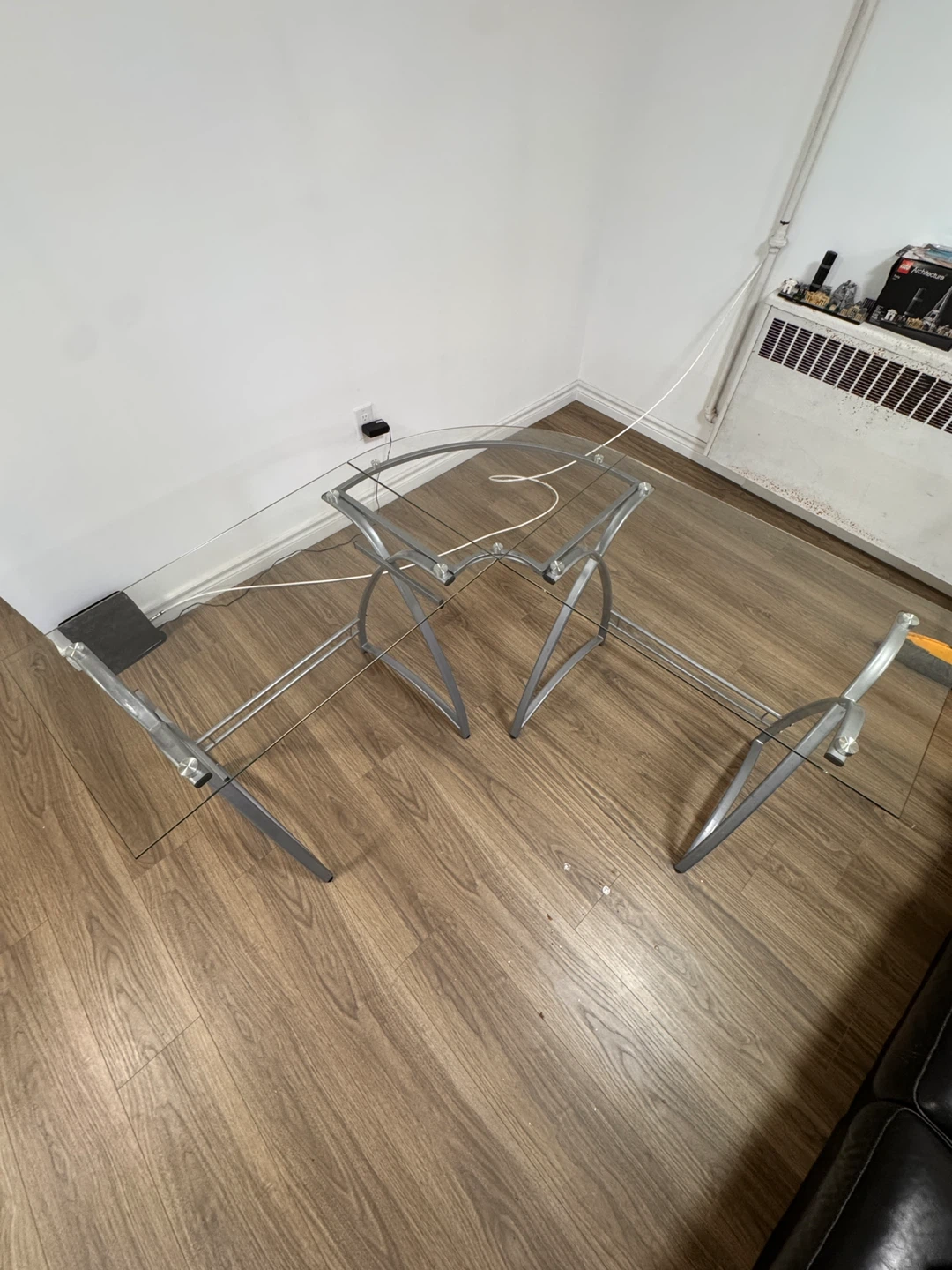 Glass Top Desk with Silver Frame - photo 4