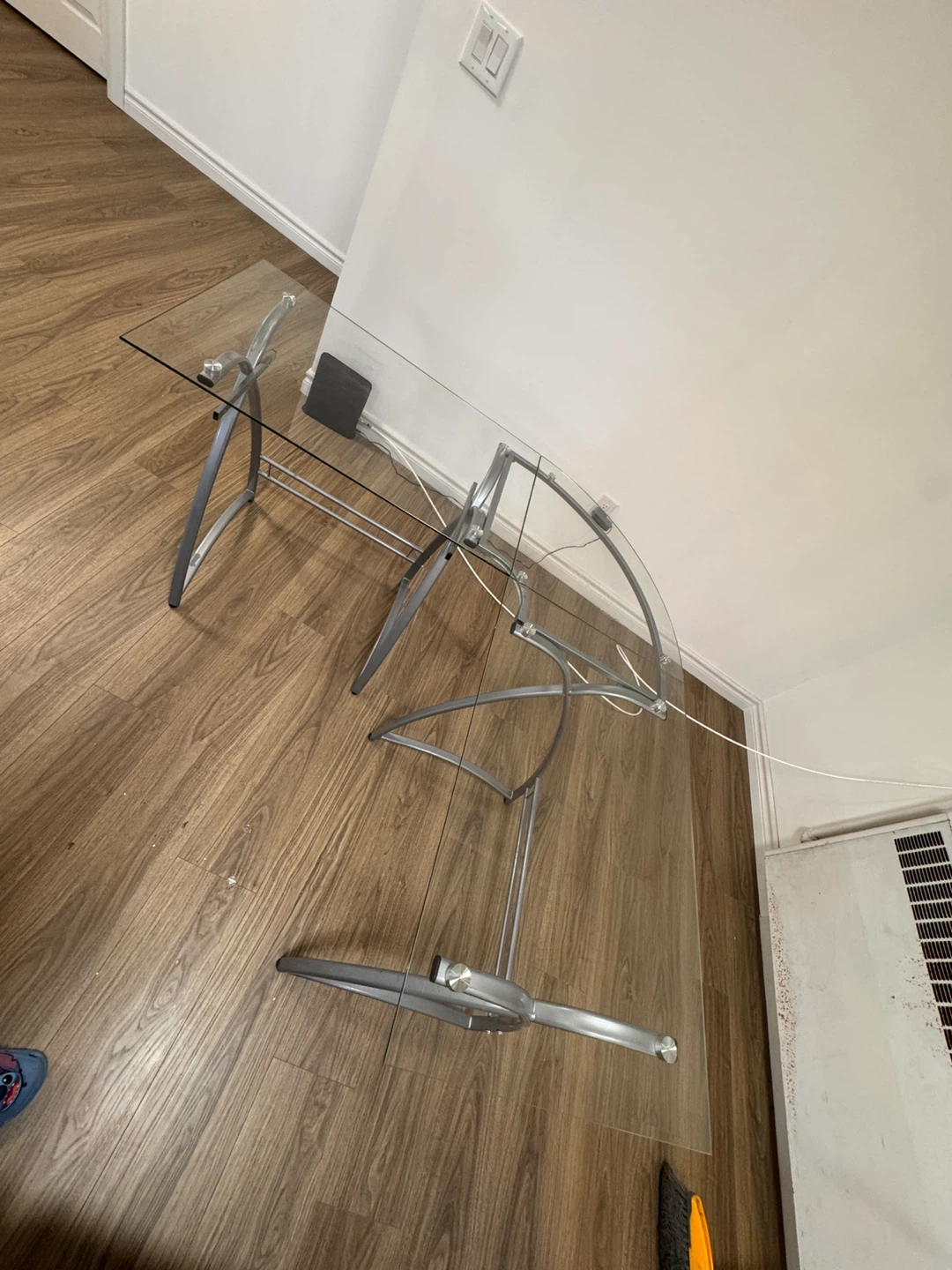 Glass Top Desk with Silver Frame - photo 3