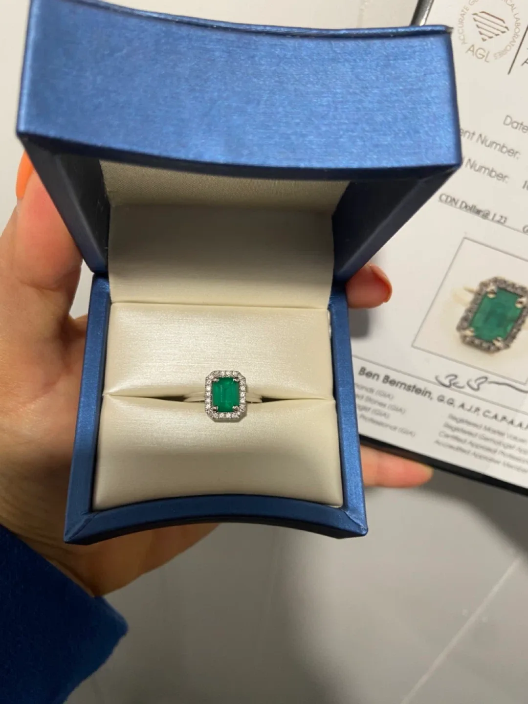 Emerald & Diamond Halo Ring