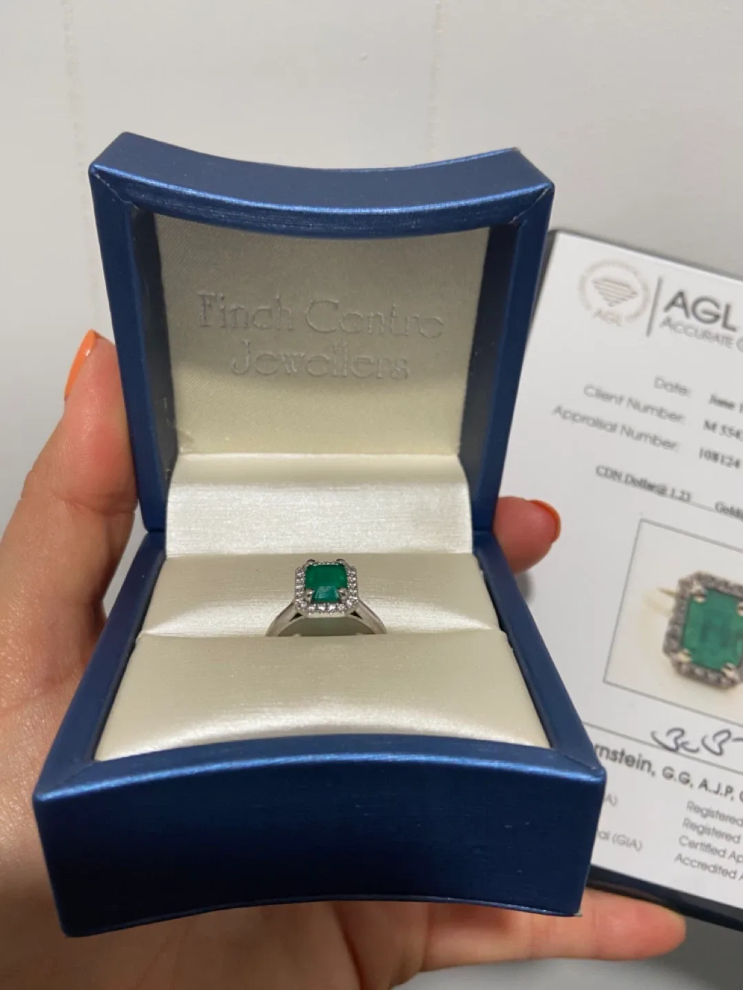 Emerald & Diamond Halo Ring image indicator(2)