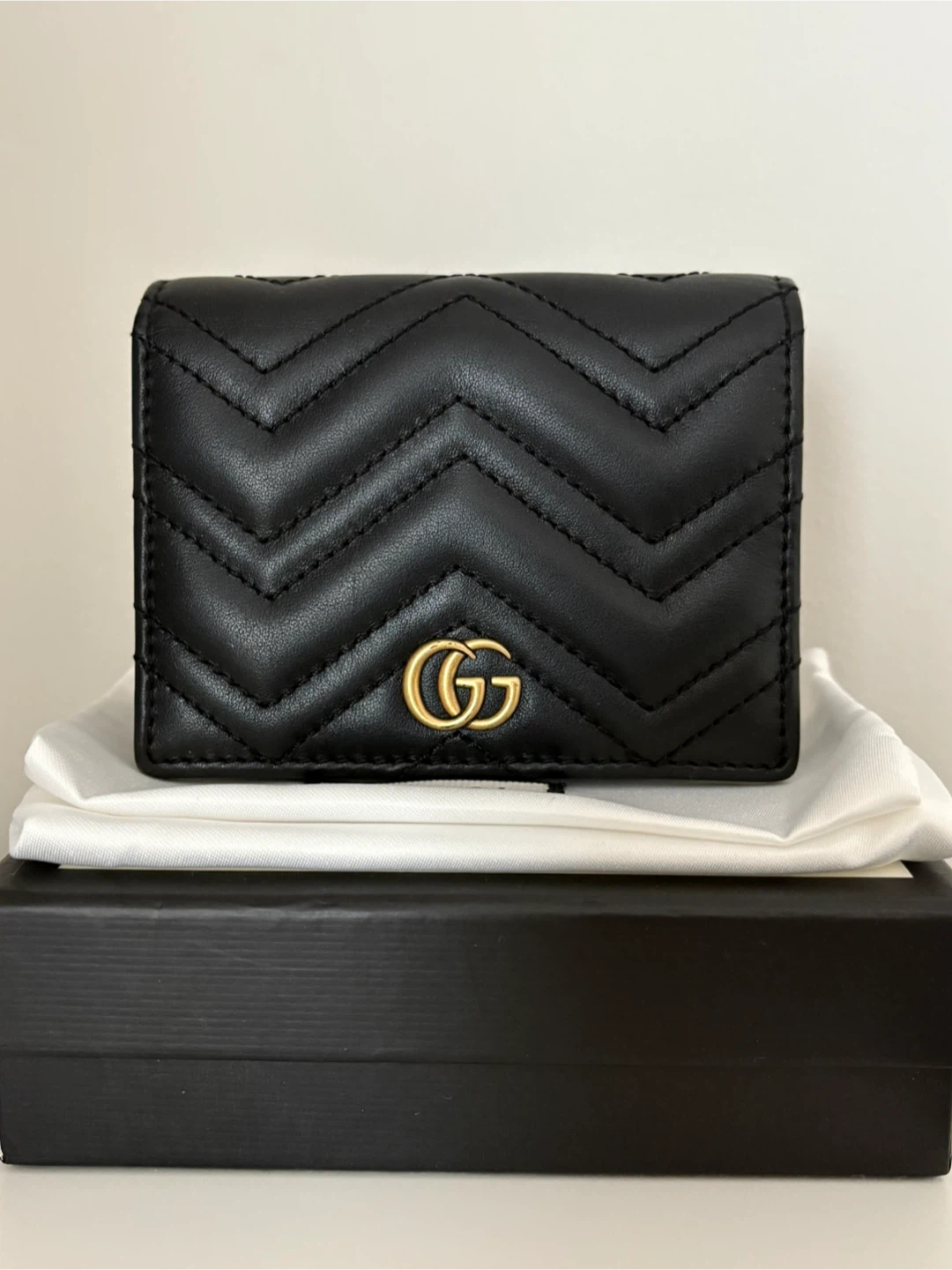 Gucci Marmont Leather Card Case Wallet - Black