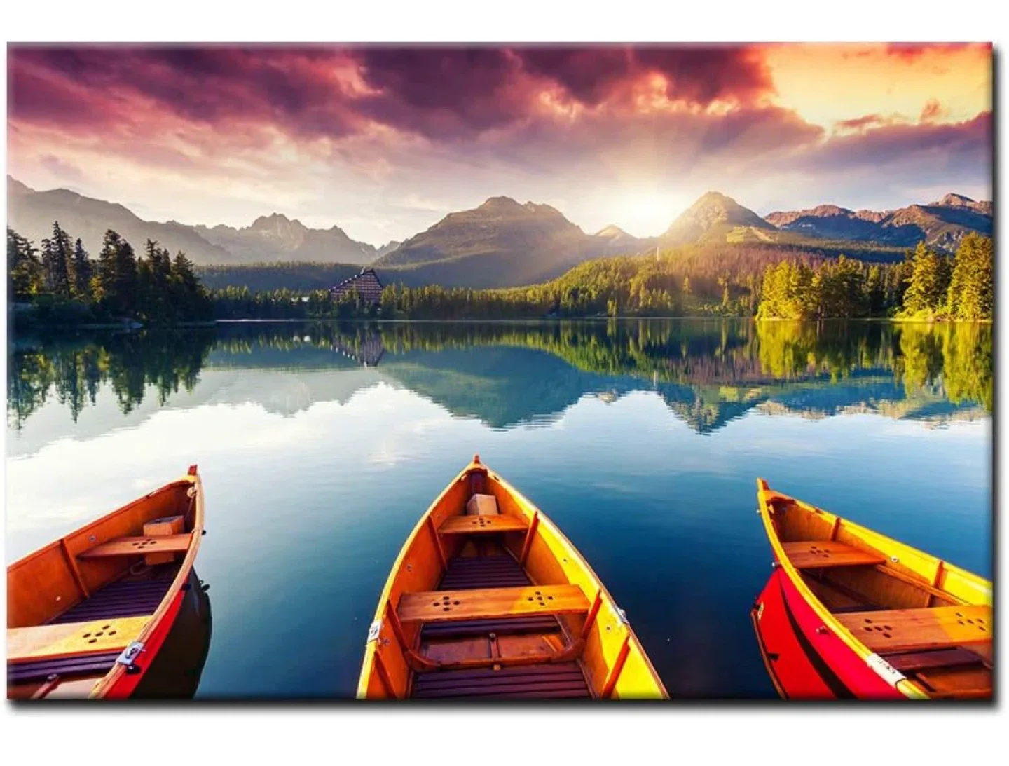 First Wall Art Canvas Print - Lake and Canoes