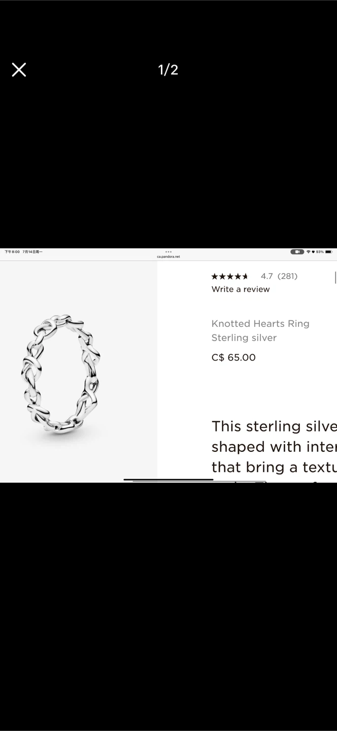Pandora Knotted Hearts Ring