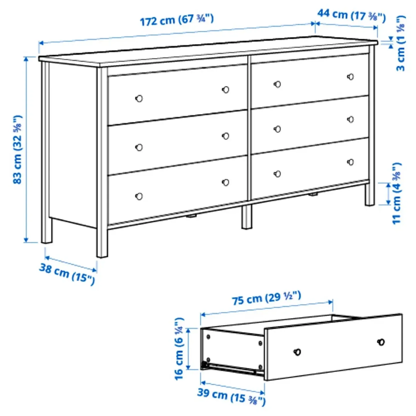 Ikea Hemnes White 6-Drawer Dresser image indicator(4)