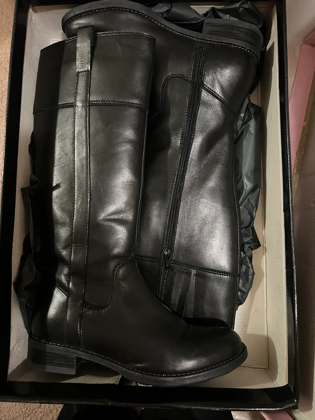 Black Riding Boots Size 7 image indicator(2)