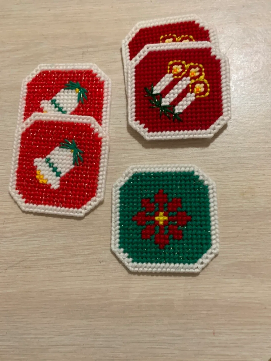 Handmade Crocheted Candy Cane & Coasters image indicator(5)