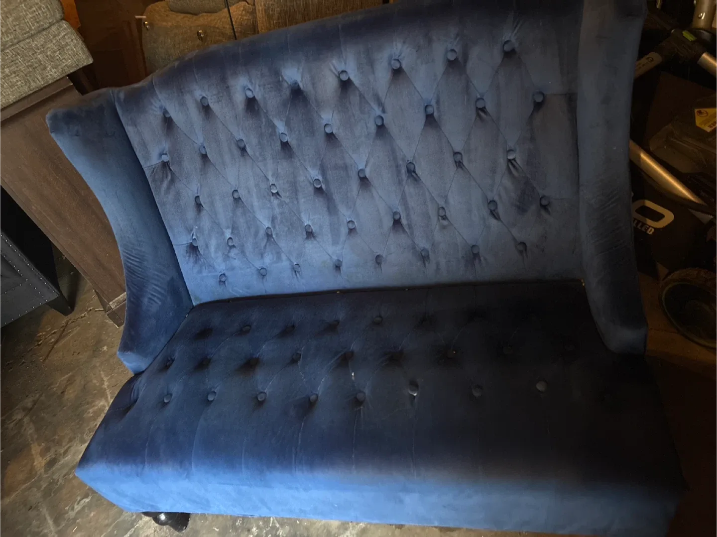 Blue couch . Just lightly cleaned with machine thumbnail