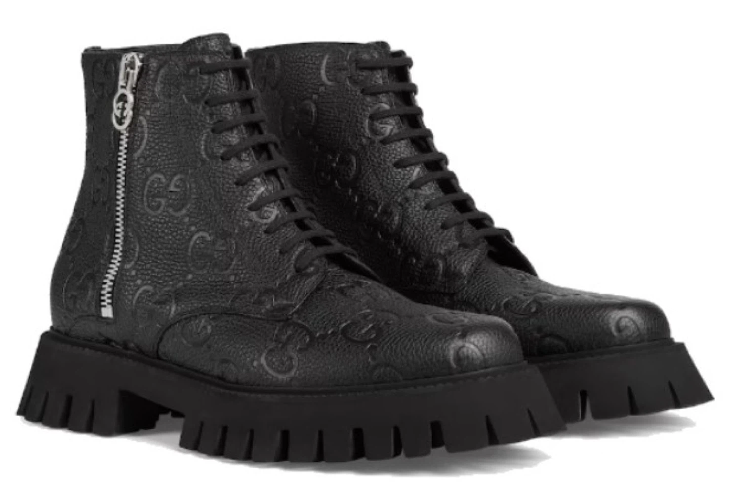 Gucci leather monogrammed boots 38